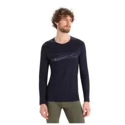 Icebreaker Mens 200 Oasis LS Crewe Ski Stripes - Midnight Navy -Skiing Shop icebreaker mens 200 oasis ls crewe ski stripes midnight navy 2