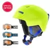 Uvex Manic Pro Neon Ski Helmet & Goggle Bundle -Skiing Shop manic pro neon bundle