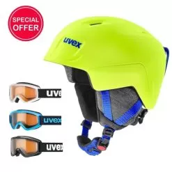 Uvex Manic Pro Neon Ski Helmet & Goggle Bundle