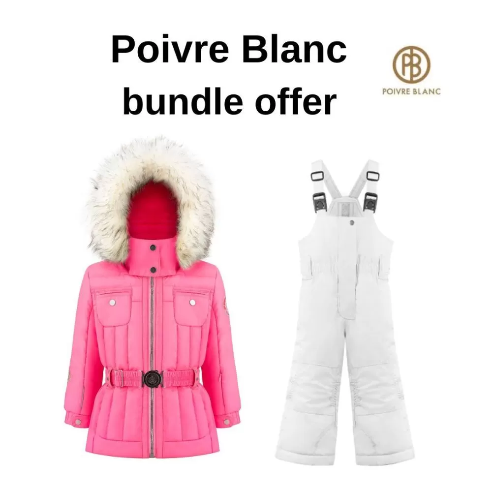 Poivre Blanc Girls Ski Jacket & Ski Pants Bundle - Glory Pink/White