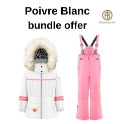 Poivre Blanc Girls Ski Jacket & Ski Pants Bundle - White/Glory Pink