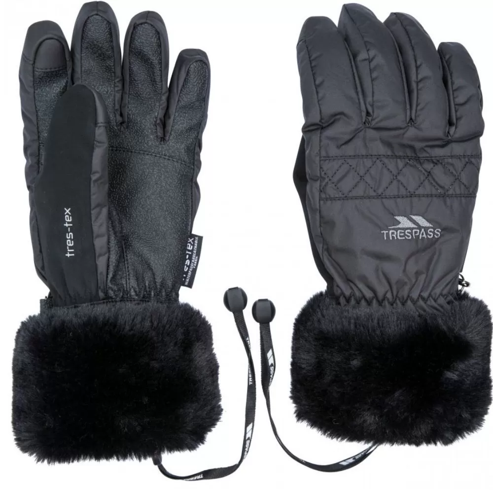 Trespass Yanki Ladies Ski Gloves, Black 3 Trespass Yanki Ladies Ski Gloves, Black