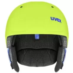 Uvex Manic Pro Neon Ski Helmet & Goggle Bundle -Skiing Shop uvex manic pro neon yellow ski helmet front 3