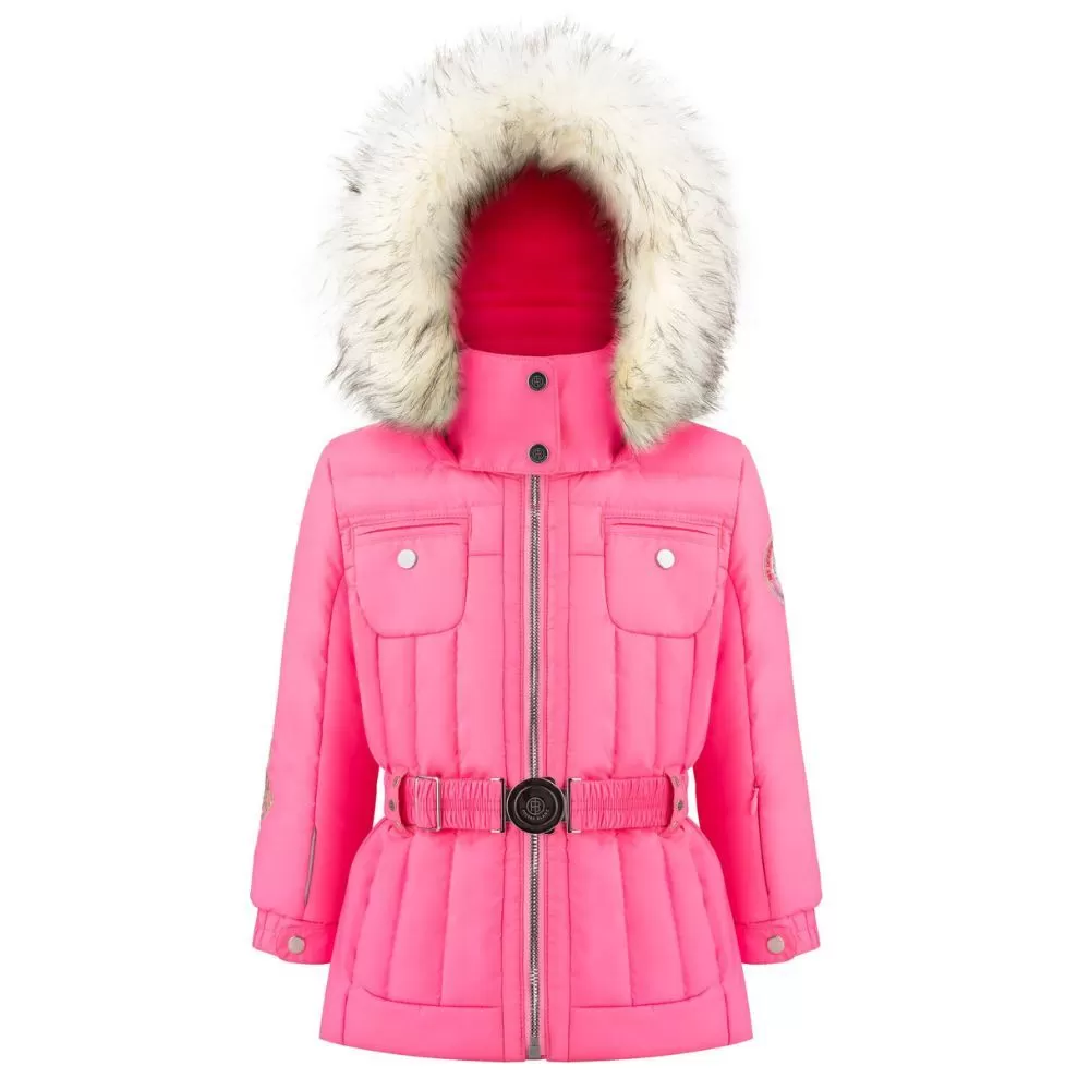 Poivre Blanc Girls Belted Ski Jacket - Glory Pink 2-7 Yrs 3 Poivre Blanc Girls Belted Ski Jacket - Glory Pink 2-7 Yrs