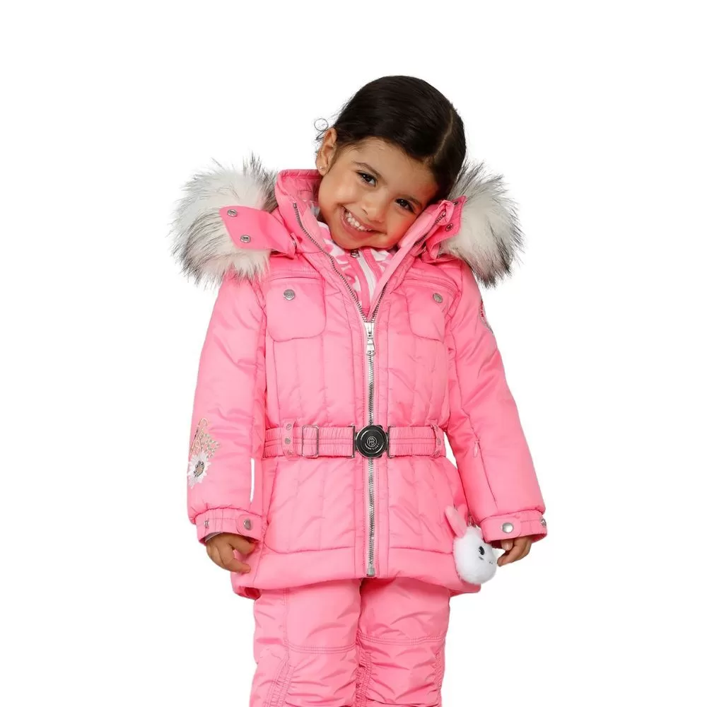 Poivre Blanc Girls Belted Ski Jacket - Glory Pink 2-7 Yrs 4 Poivre Blanc Girls Belted Ski Jacket - Glory Pink 2-7 Yrs - Image 2